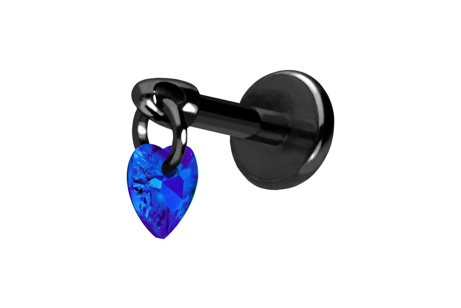 Titan Labret Piercing mit Push Fit KRISTALLHERZ